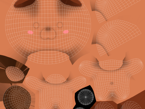 Chubby Bear Animated for Games Model 3D