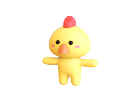 Анимация "Пухлая курица" для игр 3D Модель