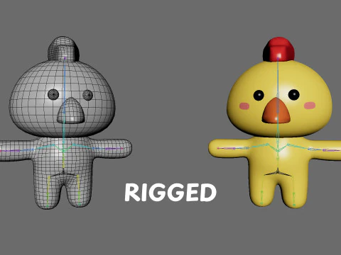 Chubby Chicken Animated for Games 3D Model