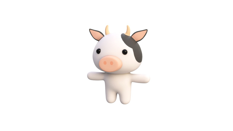 Chubby Cow Animated for Games 3D Model .c4d .max .obj .3ds .fbx .stl .blend 