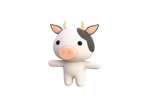 Chubby Cow Animated for Games 3D Модель