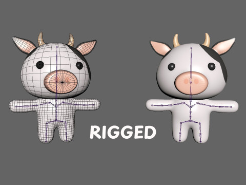 Chubby Cow Animated for Games 3D Model