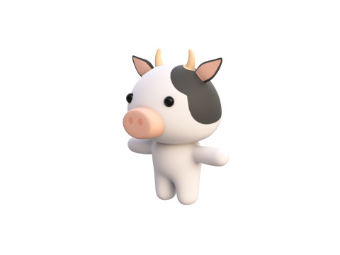 Chubby Cow Animated for Games 3D Model