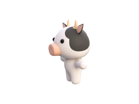 Chubby Cow Animated for Games 3D Model
