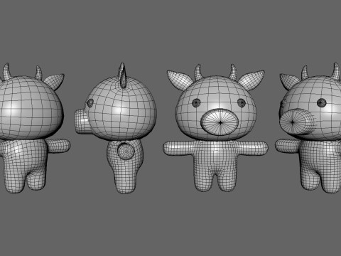Chubby Cow Animated for Games 3D Model