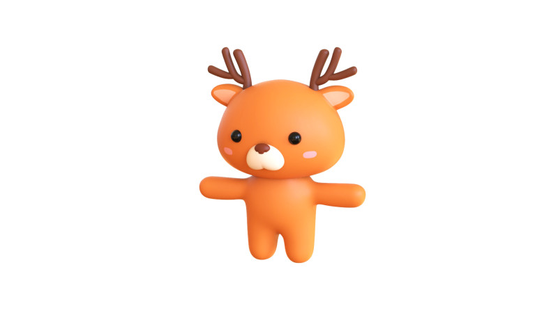 Chubby Deer Animated for Games 3D Model .c4d .max .obj .3ds .fbx .stl .blend 