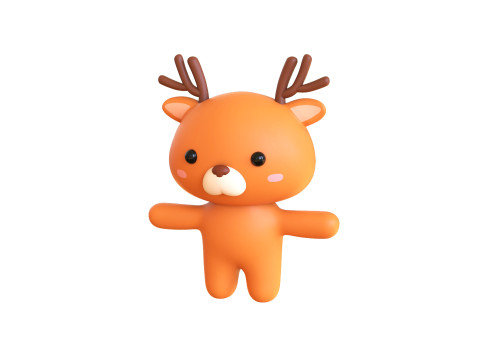 Chubby Deer Animated for Games Modelo 3D