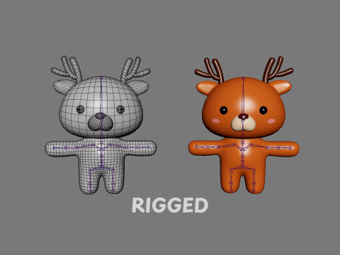 Chubby Deer Animated for Games 3D Model