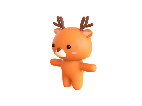 Chubby Deer Animated for Games 3D Model