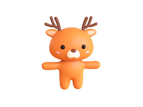 Chubby Deer Animated for Games 3D Model