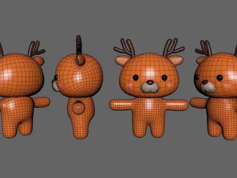 Chubby Deer Animated for Games 3D Model