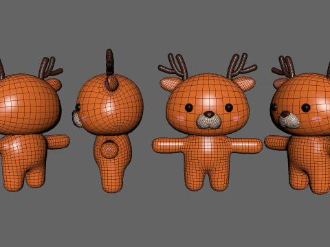 Chubby Deer Animated for Games 3D Model