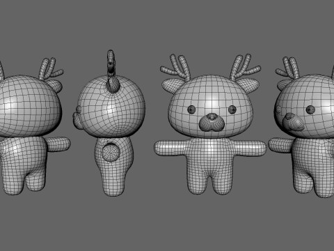 Chubby Deer Animated for Games 3D Model
