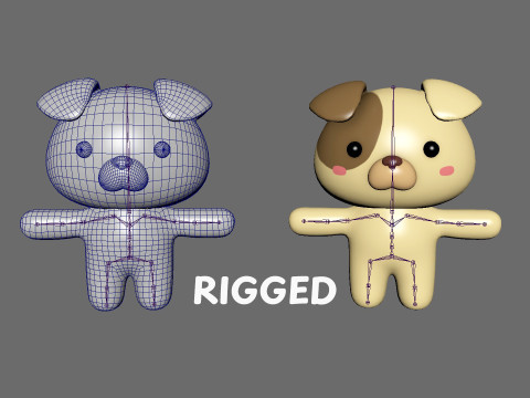 Chubby Dog Animated for Games 3D Model