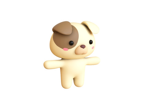 Chubby Dog Animated for Games 3D Model