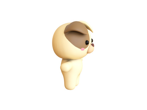 Chubby Dog Animated for Games 3D Model