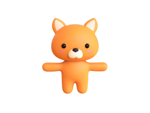 Chubby Fox Animated for Games 3D Model