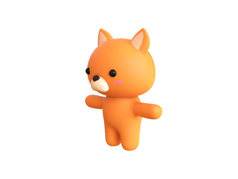 Chubby Fox Animated for Games Model 3D