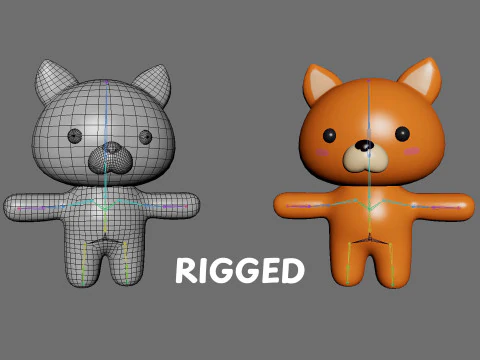 Chubby Fox Animated for Games 3D Model