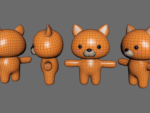 Chubby Fox Animated for Games Model 3D