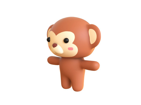 Chubby Monkey Animated for Games Modello 3D