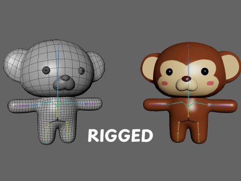 Chubby Monkey Animated for Games Modello 3D
