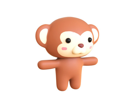 Chubby Monkey Animated for Games Modello 3D
