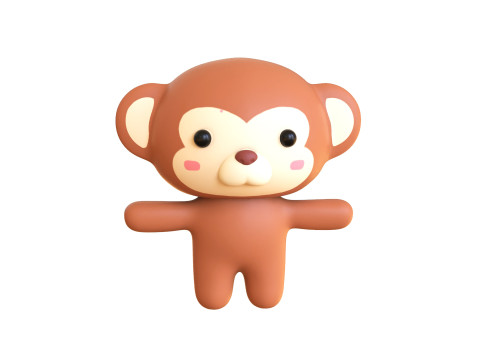 Chubby Monkey Animated for Games Modello 3D