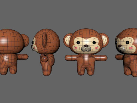 Chubby Monkey Animated for Games Modello 3D