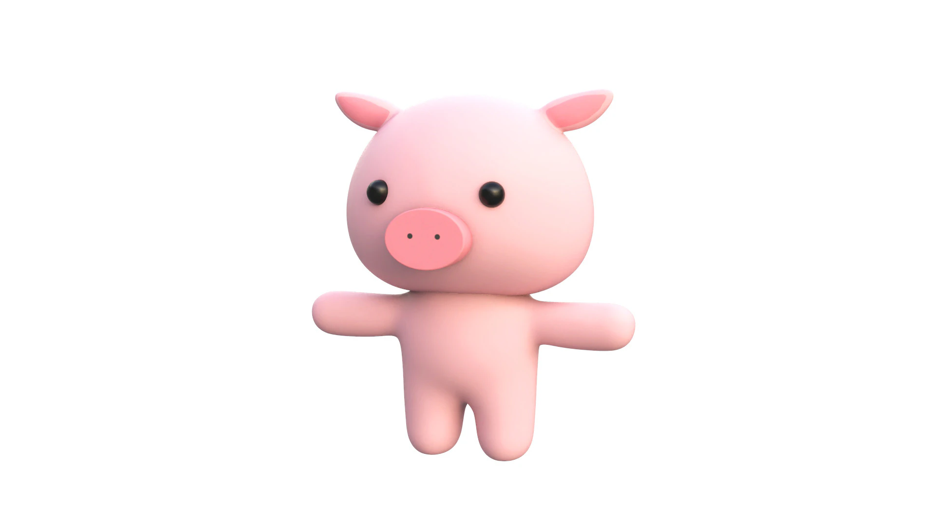 Chubby Pig Animated for Games 3D Model .c4d .max .obj .3ds .fbx .stl .blend 