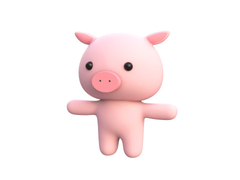 Chubby Pig Animated for Games 3D Model