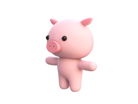 Chubby Pig Animated for Games 3D Model