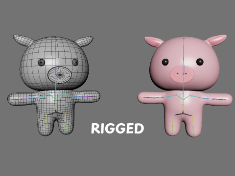Chubby Pig Animated for Games 3D Модель