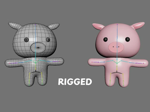 Chubby Pig Animated for Games 3D Model