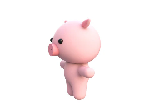 Chubby Pig Animated for Games 3D Model