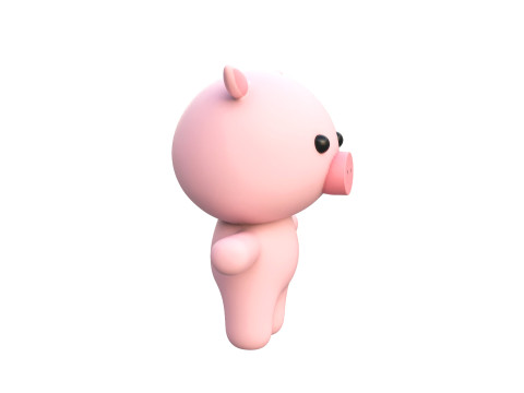 Chubby Pig Animated for Games 3D Модель