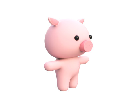 Chubby Pig Animated for Games 3D Модель