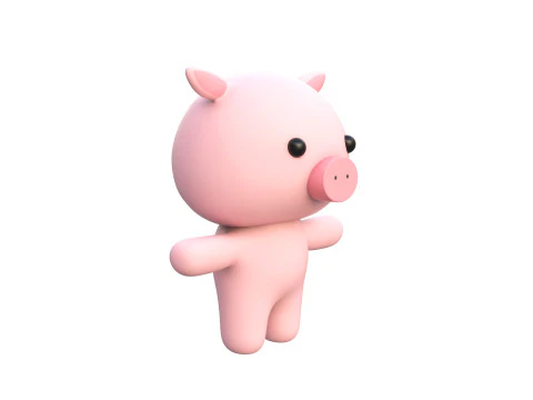 Chubby Pig Animated for Games 3D Model