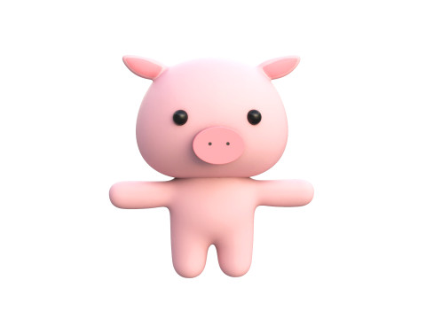 Chubby Pig Animated for Games 3D Модель