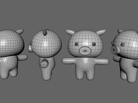 Chubby Pig Animated for Games 3D Model