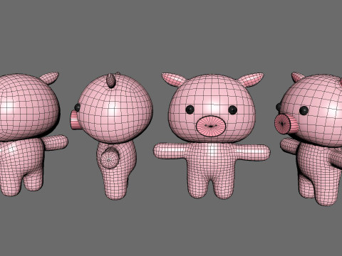 Chubby Pig Animated for Games 3D Модель
