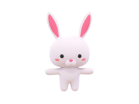 Chubby Rabbit Animated for Games 3Dモデル