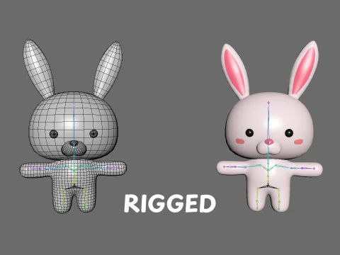 Chubby Rabbit Animated for Games 3D Model