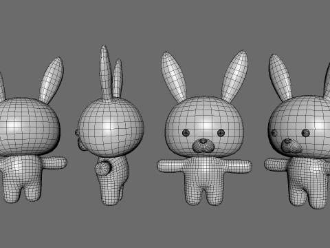 Chubby Rabbit Animated for Games 3D Model