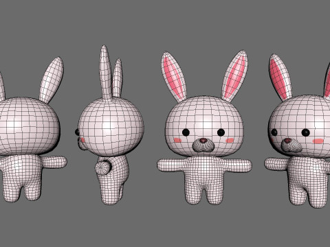 Chubby Rabbit Animated for Games 3D 모델