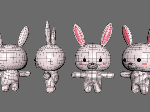 Chubby Rabbit Animated for Games 3D Model