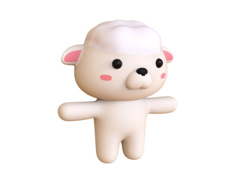 Chubby Sheep Animated for Games Model 3D