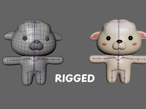 Chubby Sheep Animated for Games Model 3D