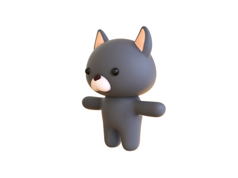 Chubby Wolf Animated for Games Model 3D