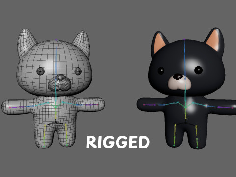 Chubby Wolf Animated for Games Model 3D